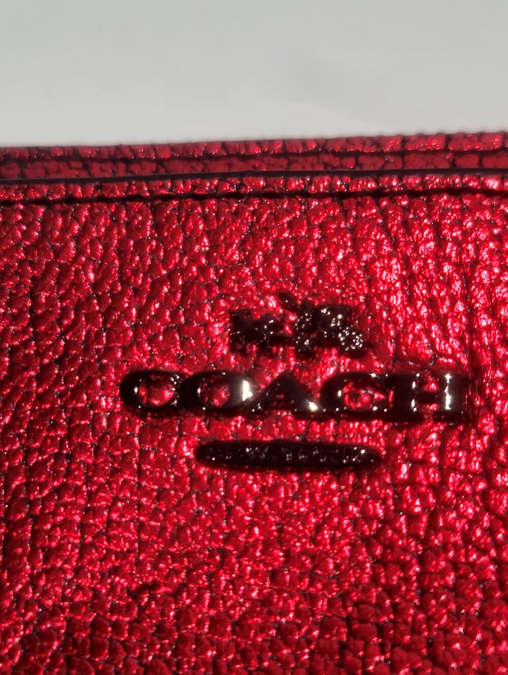 Coach Metallic Red Wristlet Double Zip Pouch with Hang Tag Great Cond - Picture 5 of 14